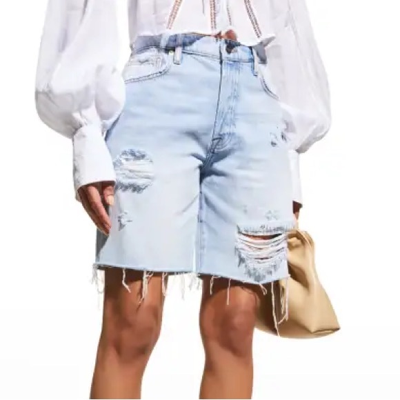 Frame Le Slouch Denim Bermuda Shorts - Picture 1 of 7